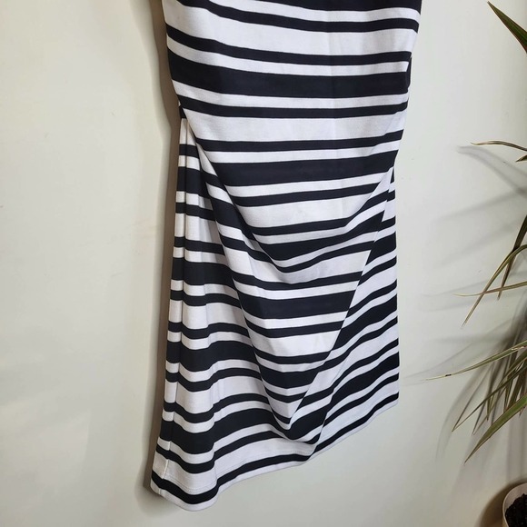 Soon Maternity Leo Cap Sleeve Black and White Stripe Maternity Dress - Picture 12 of 15